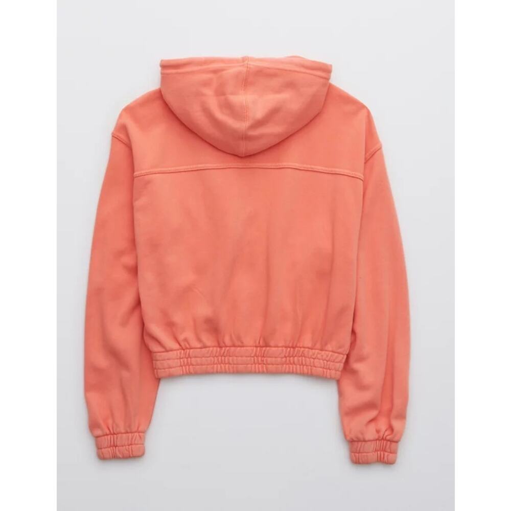 Aerie Cropped Sunwashed Coral Full Zip Hoodie - Picture 2 of 6